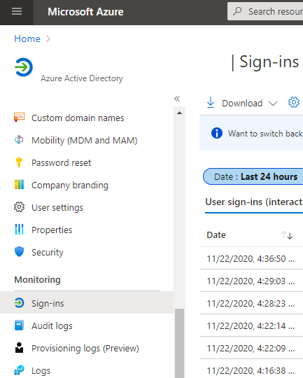 Azure Active Directory sign-ins